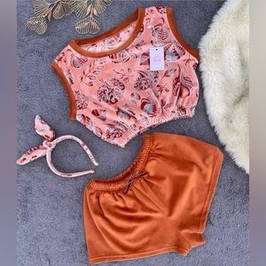 Crop Top Pajama Set Cozy Shorts Shirt Trendy Loungewear Women & Girls Sleepwear